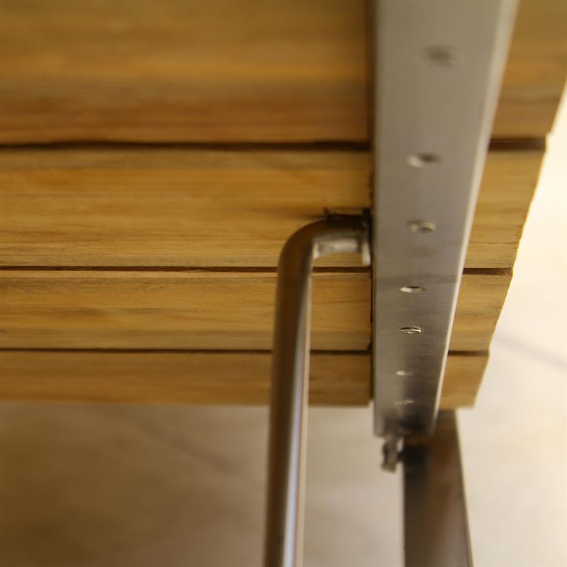 Zilart Liege 203 x 65 x 31 cm - Vintage Teak gebürstet + Edelstahlgestell