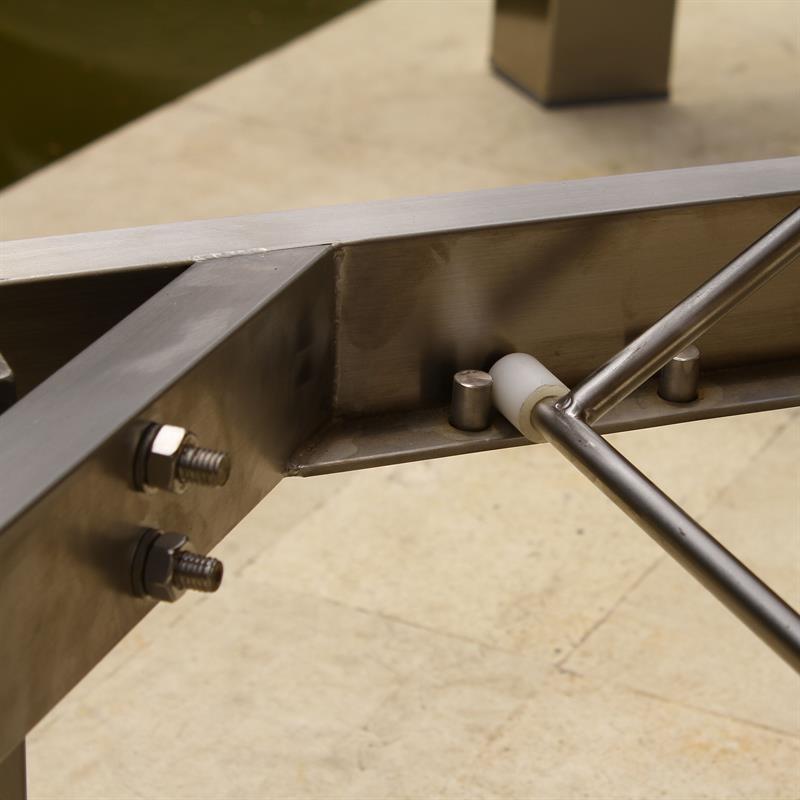 Zilart Liege 203 x 65 x 31 cm - Vintage Teak gebürstet + Edelstahlgestell