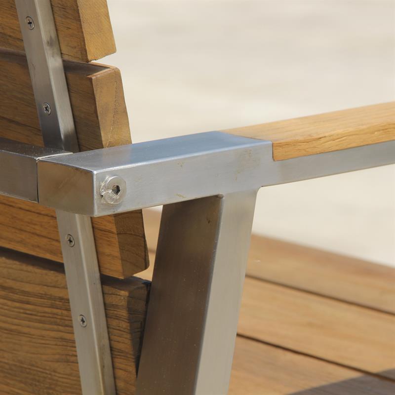 Zilart garden bench with backrest + armrest 140 - vintage teak brushed + stainless steel frame