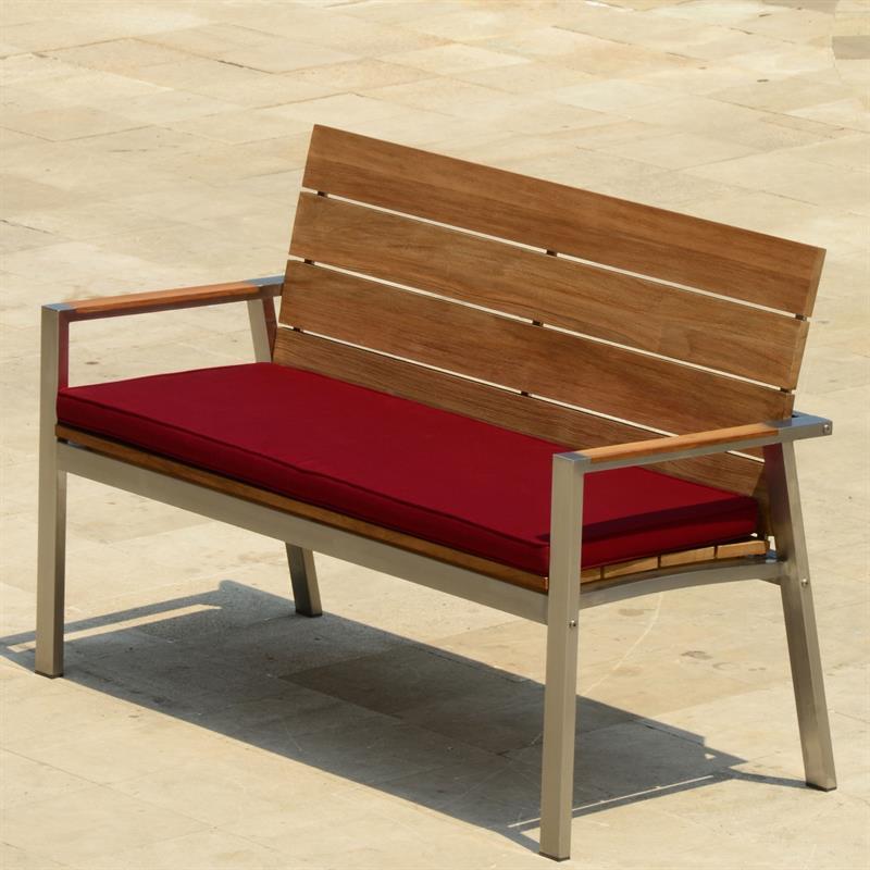 Zilart garden bench with backrest + armrest 140 - vintage teak brushed + stainless steel frame
