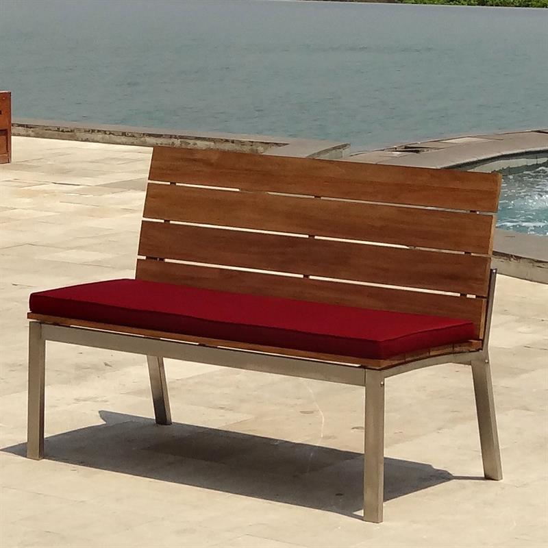 Zilart Gartenbank mit Rückenlehne o. Armlehne 132 Vintage Teak mit Edelstahlgestell 132x63,5x91,4 cm