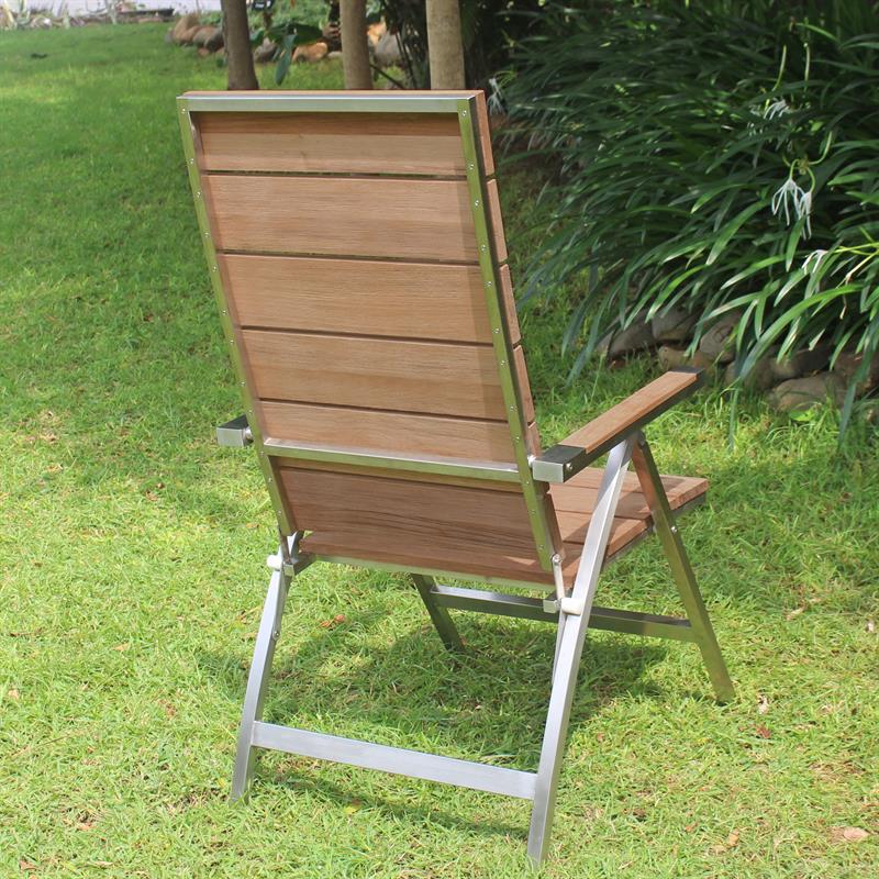 Zilart Hochlehner - Vintage Teak gebürstet + Edelstahlgestell