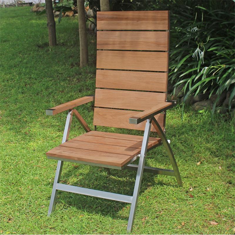 Zilart Hochlehner - Vintage Teak gebürstet + Edelstahlgestell