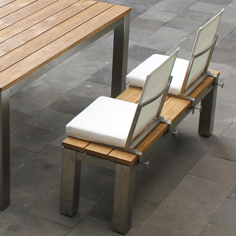 Zilart garden bench without backrest 140x45 cm - vintage teak brushed + stainless steel frame