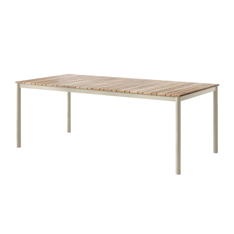 Mood Nova Tisch 219x100cm  Sandy Grey Aluminium pulverbeschichtet mit Teaktischplatte