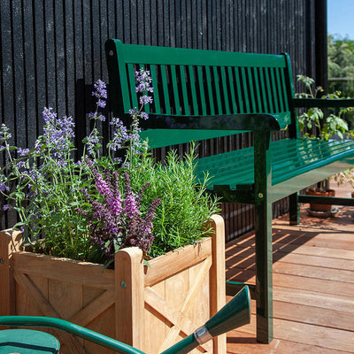 Banc de jardin Brighton 150 cm - bois d'acajou certifié peint vert brillant