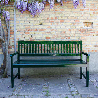 Banc de jardin Brighton 150 cm - bois d'acajou certifié peint vert brillant