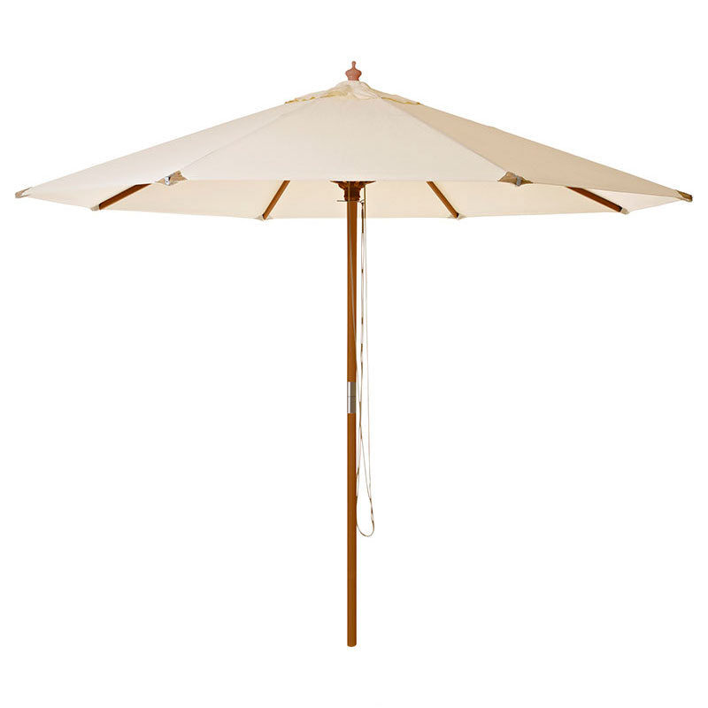 Cinas Sonnenschirm Capri 300cm rund Naturweiß - Hartholzgestell im Teak Look mit Kunstharzköpfen
