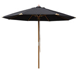 Cinas Sonnenschirm Capri 300cm rund Schwarz - Hartholzgestell im Teak Look mit Kunstharzköpfen