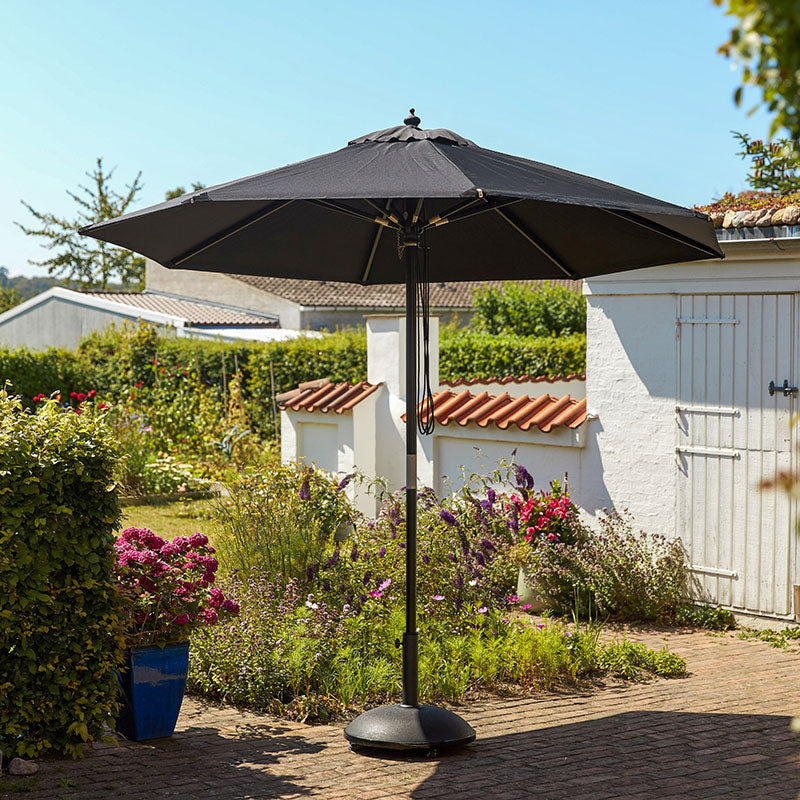 Cinas Sonnenschirm Capri Nero 300cm rund Schwarz - Hartholzgestell im "Black-Look" mit Kunstharzköpfen