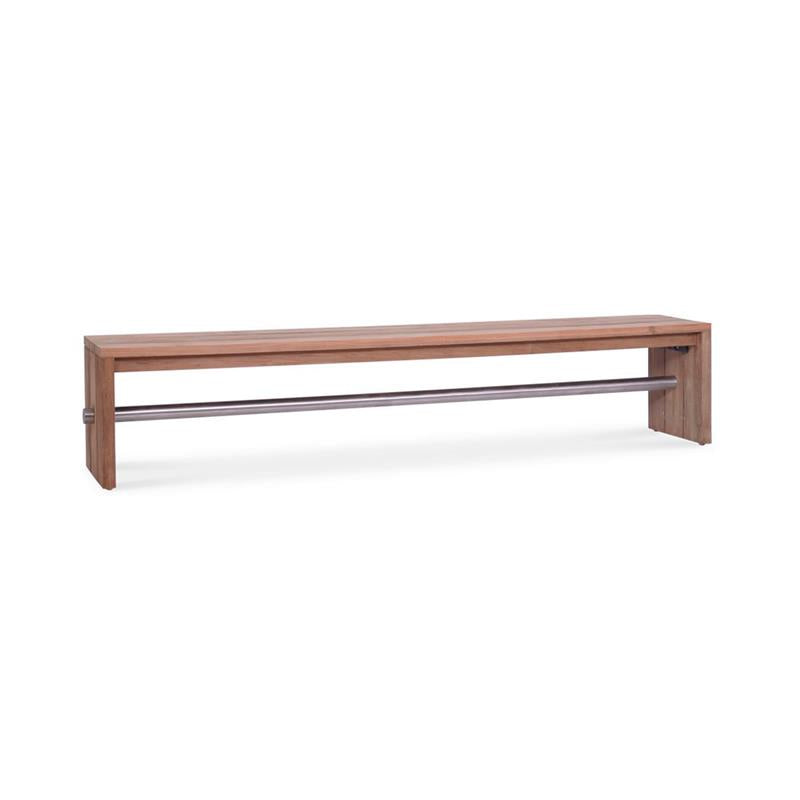 Banc de jardin Clio sans dossier 225 cm teck brossé recyclé et inox
