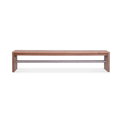 Banc de jardin Clio sans dossier 225 cm teck brossé recyclé et inox