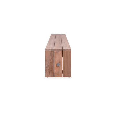 Banc de jardin Clio sans dossier 225 cm teck brossé recyclé et inox