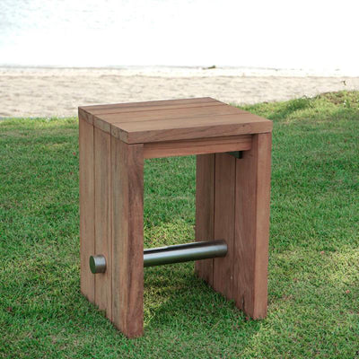 Clio side table 40 x 40 x 55cm recycled teak brushed and stainless steel