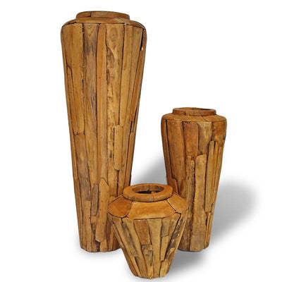 Teak vase Hendrik medium bulbous shape 80 cm high