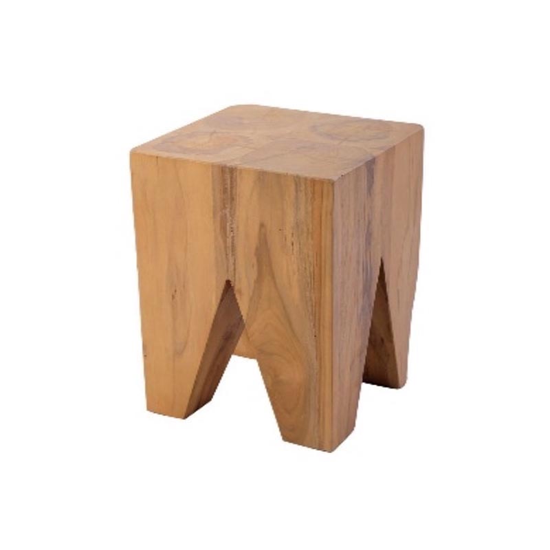 Teakhocker "Zahn" aus massivem Teakholz 30 x 30 x 40 cm
