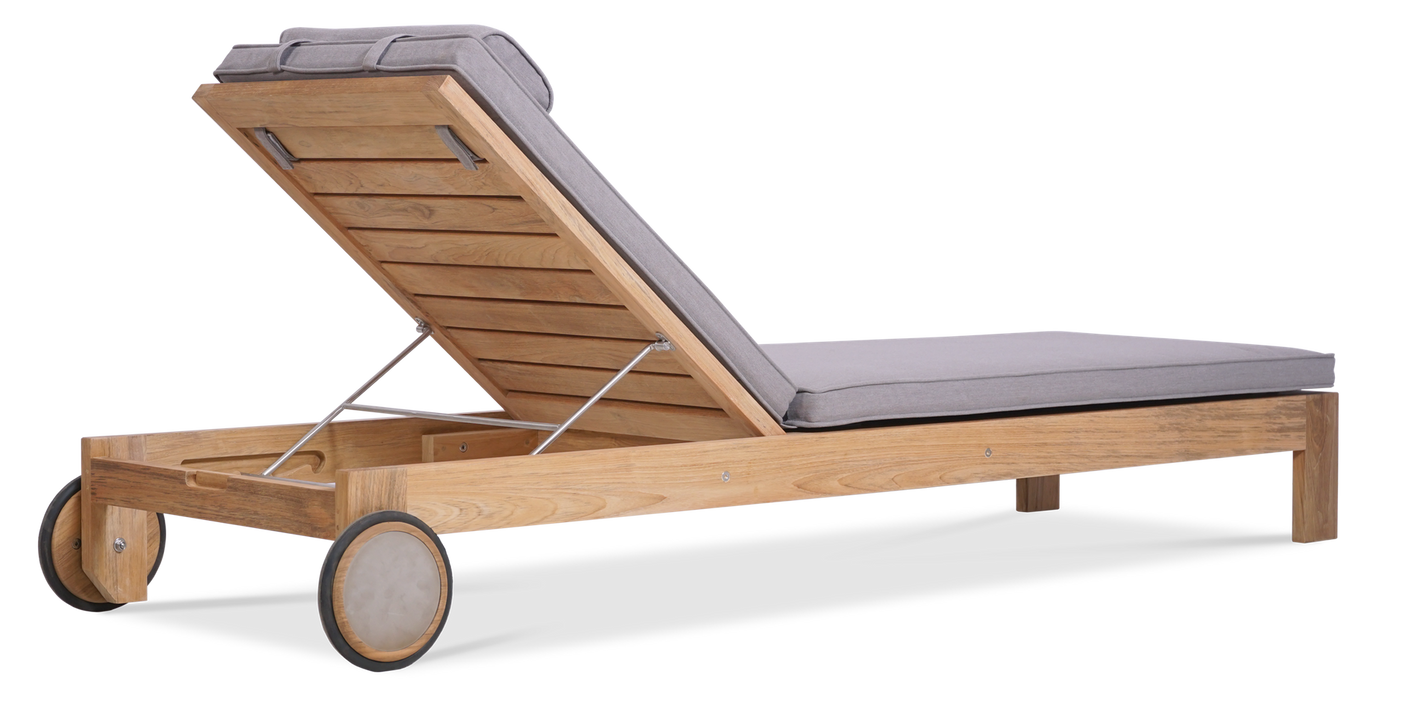 Nivelle Liege 200 x 65 x 25 cm ohne Armlehnen - Zertifziertes Teak GRADE A + Edelstahlbeschläge
