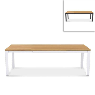 Table extensible façade aluminium Planka 230/160 x 100 x 77 cm teck brossé grade A avec structure aluminium