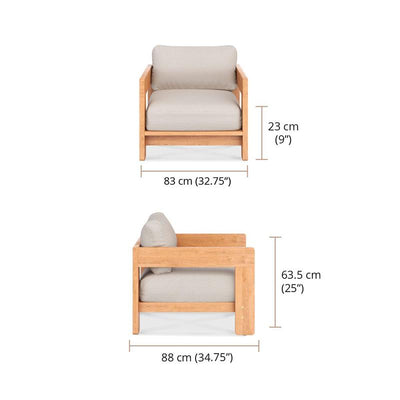 Canapé Rae 1 place 84 x 88 x 63,5 cm - teck recyclé