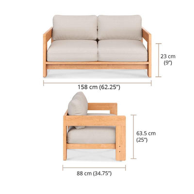 Rae Sofa 2-seater 158 x 88 x 63.5 cm - Recycled Teak