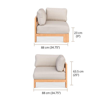 Rae Sofa Corner Module 88 x 88 x 63.5 cm - Recycled Teak