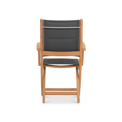 Rivera folding chair DELUXE - upholstered with armrest - Teak GRADE A + Batyline + stainless steel fittings