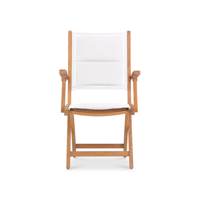 Rivera folding chair DELUXE - upholstered with armrest - Teak GRADE A + Batyline + stainless steel fittings