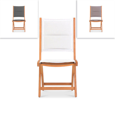 Chaise pliante Rivera DELUXE - tapissée sans accoudoirs en teck GRADE A + Batyline + ferrures en acier inoxydable