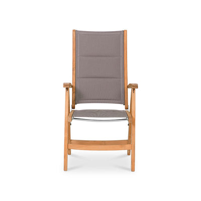 Rivera high-back chair DELUXE upholstered - Teak GRADE A + Batyline + stainless steel fittings