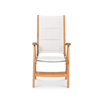 Rivera high-back chair DELUXE upholstered - Teak GRADE A + Batyline + stainless steel fittings