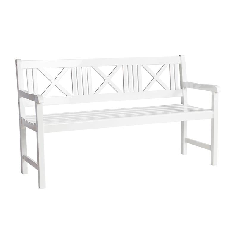 Banc de jardin Rosenborg 150 cm - bois d'acajou certifié peint blanc brillant