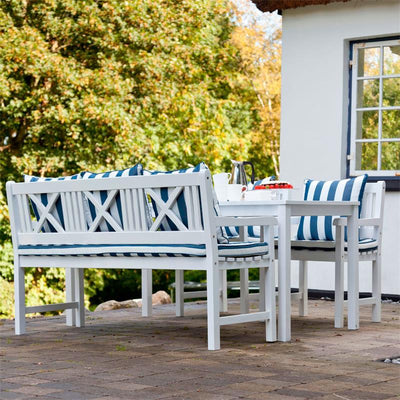 Banc de jardin Rosenborg 150 cm - bois d'acajou certifié peint blanc brillant
