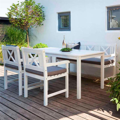 Table de jardin Rosenborg 165 x 80 x 75 cm - bois d'acajou certifié peint blanc brillant
