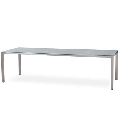 Table à rallonge frontale Marikk 280/220/160x99,5 cm plateau en céramique avec structure en acier inoxydable