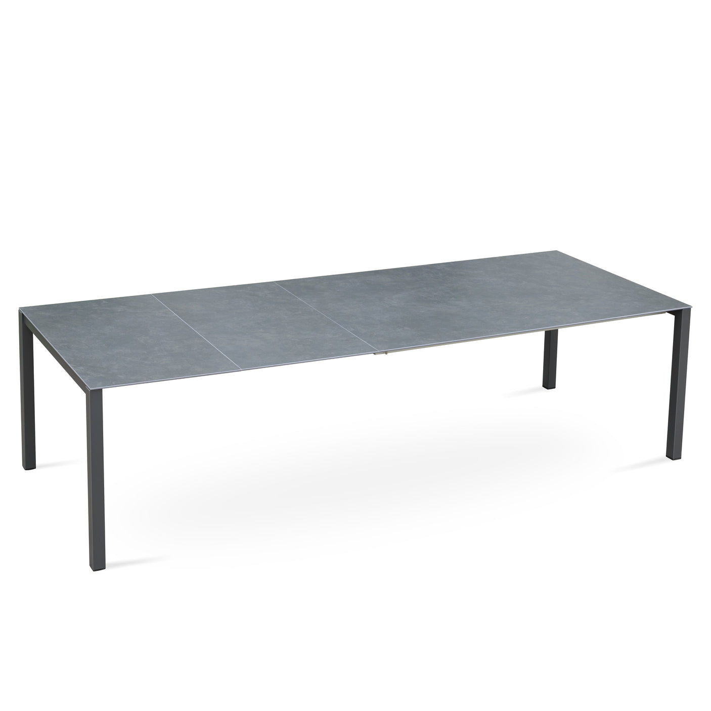 Marikk Frontausziehtisch 280/220/160x99,5 cm Keramikplatte + Edelstahl pulverbeschichtet+Rollen