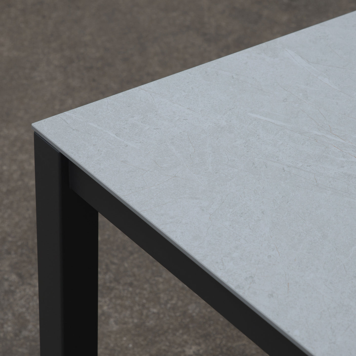 Marikk Frontausziehtisch 280/220/160x99,5 cm Keramikplatte + Edelstahl pulverbeschichtet+Rollen