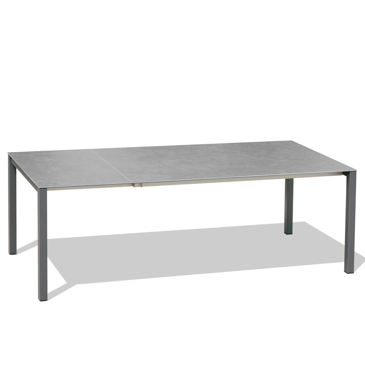 Marikk Rotations-Frontausziehtisch 220/160x99,5 cm Keramikplatte + Edelstahl pulverbeschichtet+Rollen