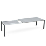 Marikk Rotations-Frontausziehtisch 220/160x99,5 cm Keramikplatte + Edelstahl pulverbeschichtet+Rollen