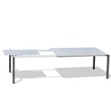 Marikk Rotations-Frontausziehtisch 220/160x99,5 cm Keramikplatte + Edelstahl pulverbeschichtet+Rollen