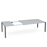 Marikk Rotations-Frontausziehtisch 220/160x99,5 cm Keramikplatte + Edelstahl pulverbeschichtet+Rollen