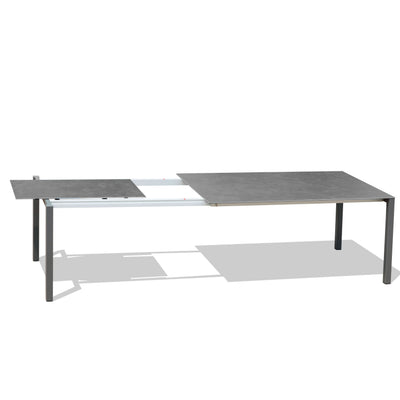 Marikk Rotations-Frontausziehtisch 220/160x99,5 cm Keramikplatte + Edelstahl pulverbeschichtet+Rollen