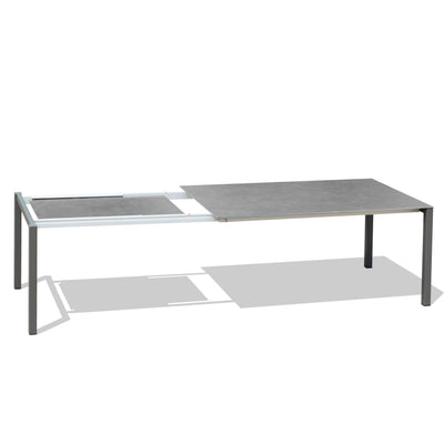 Marikk Rotations-Frontausziehtisch 220/160x99,5 cm Keramikplatte + Edelstahl pulverbeschichtet+Rollen