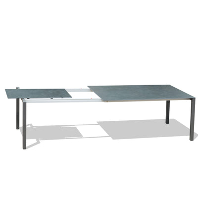 Marikk Rotations-Frontausziehtisch 220/160x99,5 cm Keramikplatte + Edelstahl pulverbeschichtet+Rollen