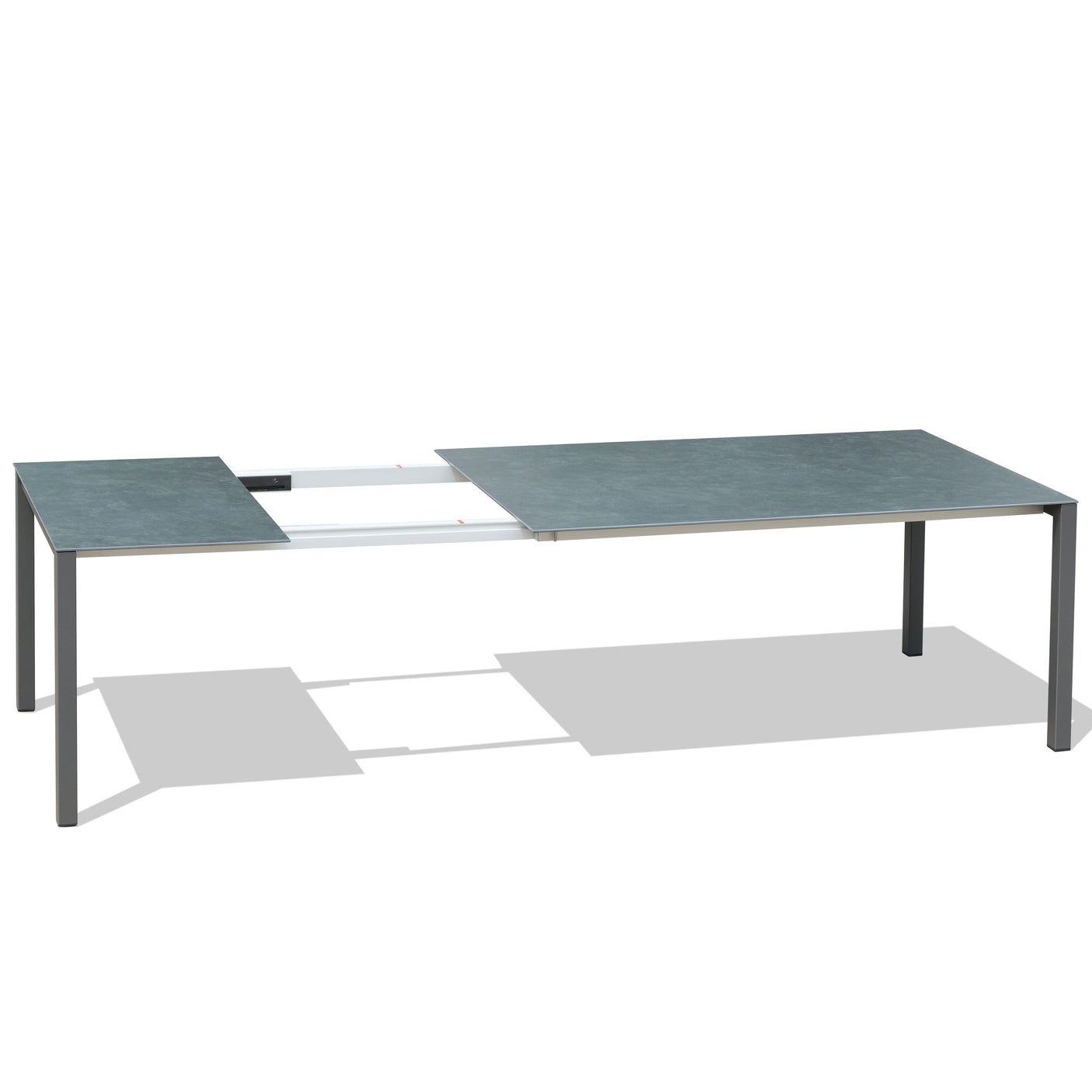 Marikk Rotations-Frontausziehtisch 220/160x99,5 cm Keramikplatte + Edelstahl pulverbeschichtet+Rollen