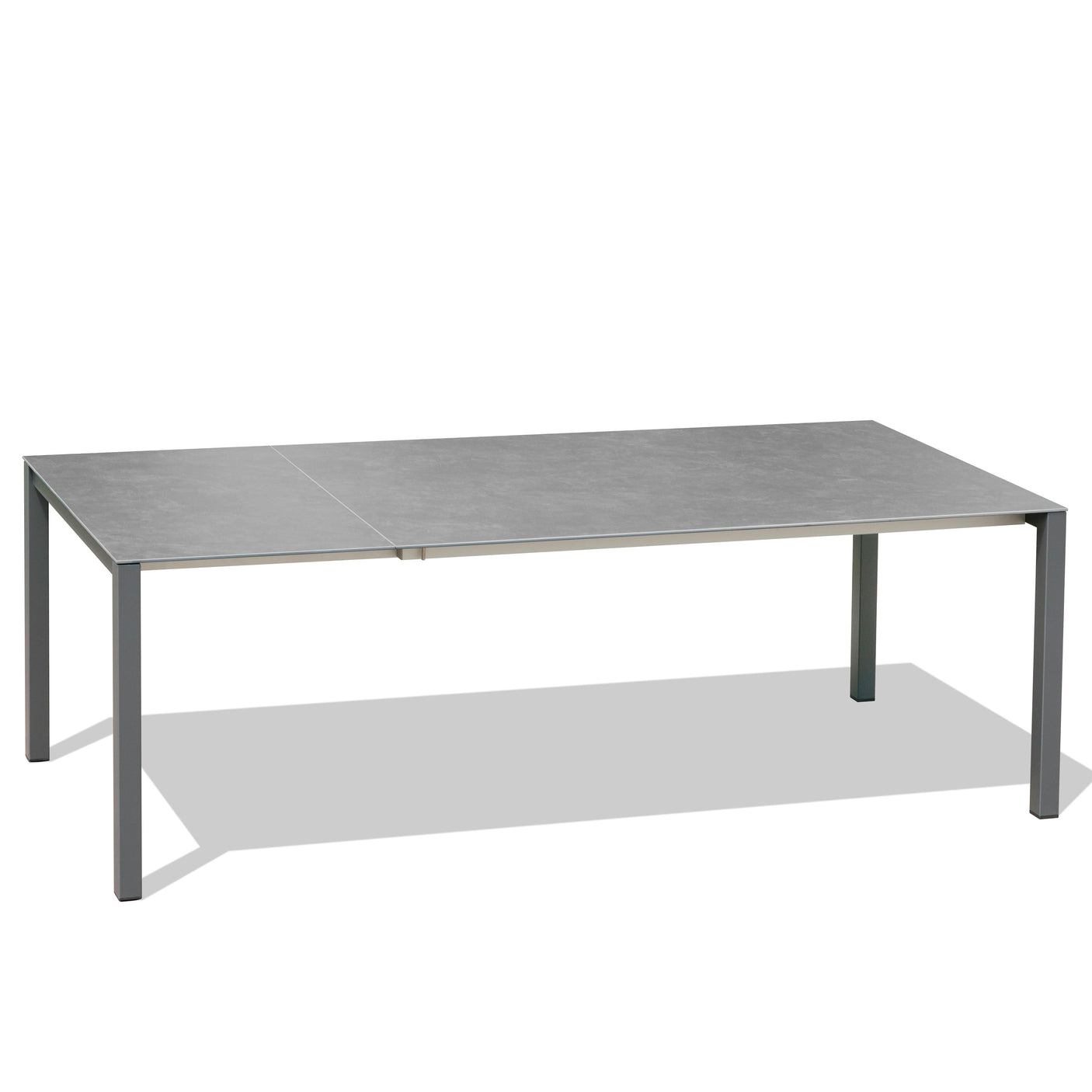 Marikk Rotations-Frontausziehtisch 240/180x99,5 cm Keramikplatte + Edelstahl pulverbeschichtet+Rollen