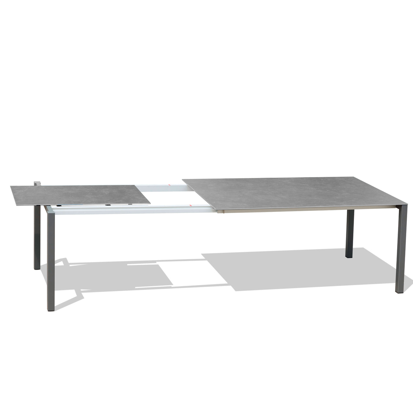 Marikk Rotations-Frontausziehtisch 240/180x99,5 cm Keramikplatte + Edelstahl pulverbeschichtet+Rollen