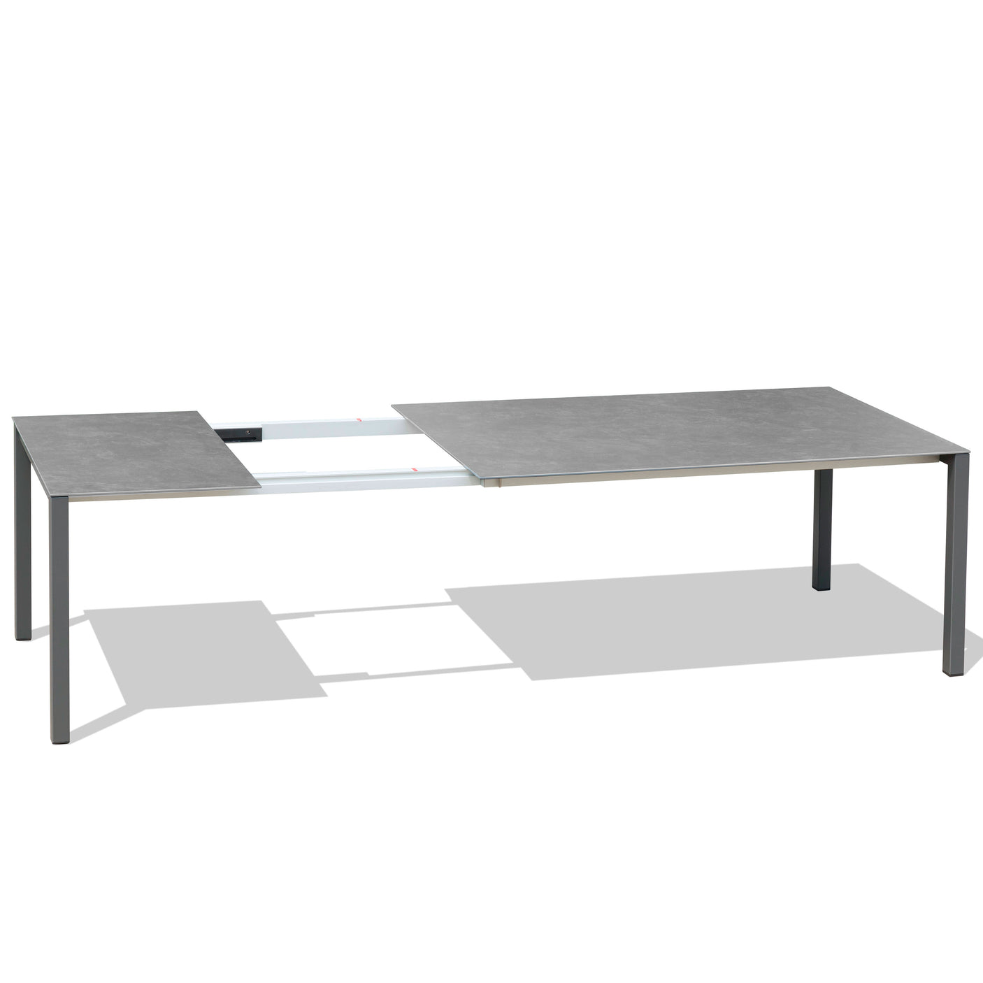 Marikk Rotations-Frontausziehtisch 240/180x99,5 cm Keramikplatte + Edelstahl pulverbeschichtet+Rollen