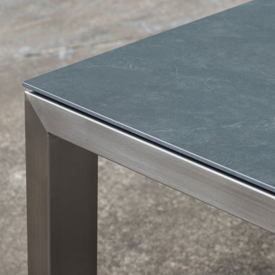 Marikk Deluxe Frontausziehtisch 340/280/220x100cm Keramikplatte mit Edelstahlgestell und Rollen