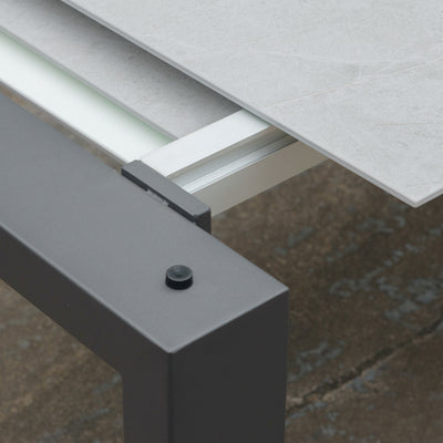 Marikk Deluxe  Frontausziehtisch 300/240/180x100cm Keramikplatte + Edelstahl pulverbeschichet +Rollen