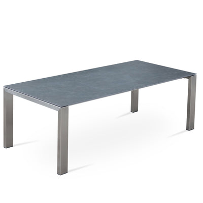 Marikk Deluxe Frontausziehtisch 340/280/220x100cm Keramikplatte mit Edelstahlgestell und Rollen